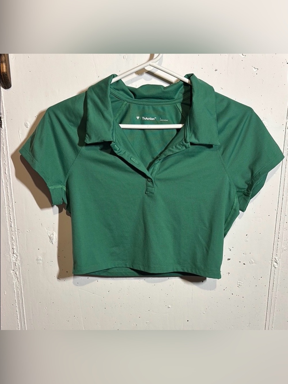TNA Green Short Sleeve Polo Crop